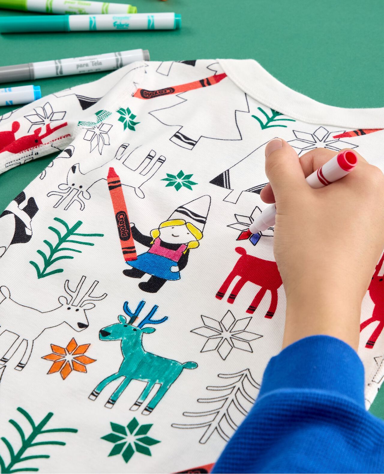 Kids Crayola® Color Your Dreams Holiday Long John Pajama Set - Image 5