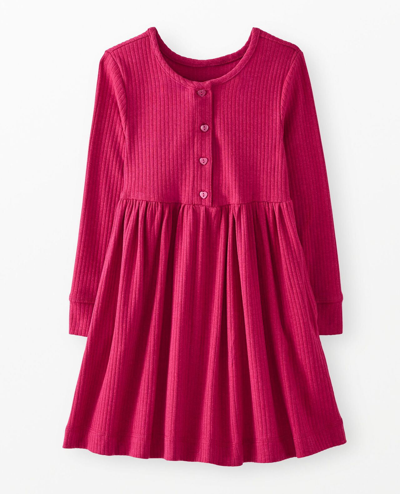 Long Sleeve Heart Button Ribbed Henley Dress