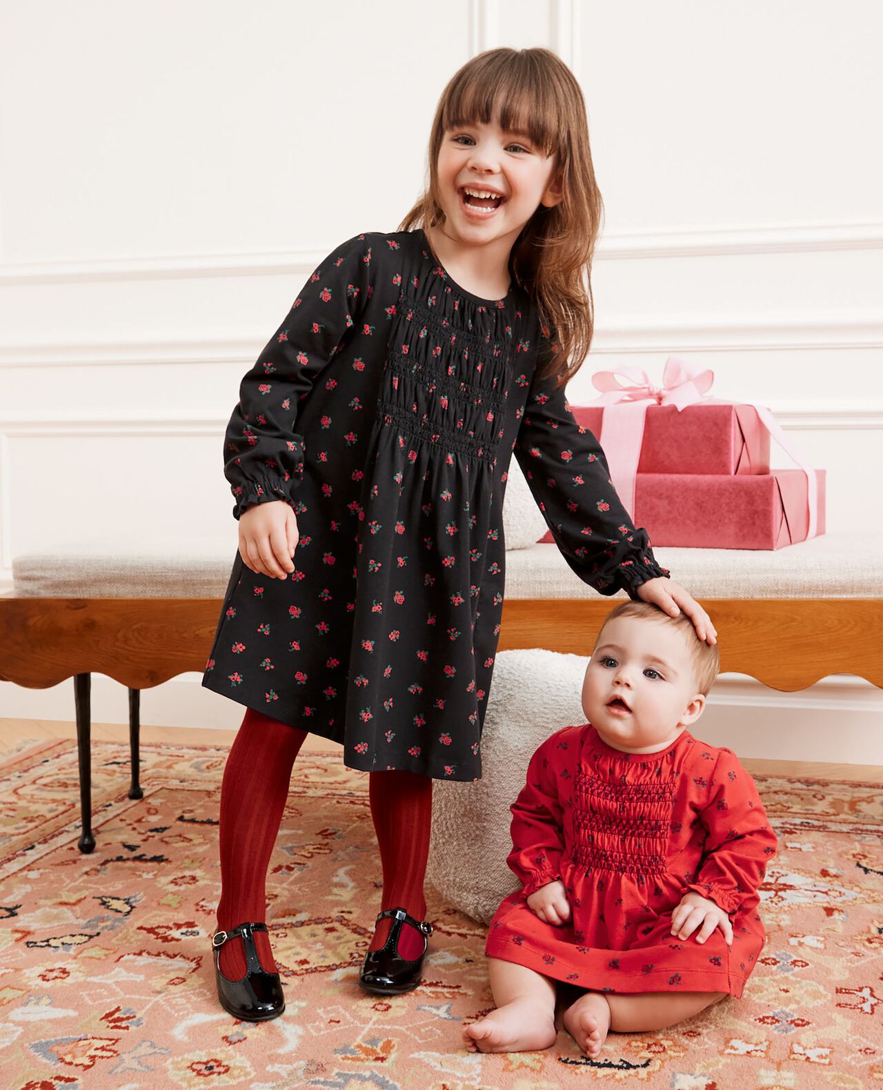 Baby Long Sleeve Smocked Dress & Bloomers Set - Image 4