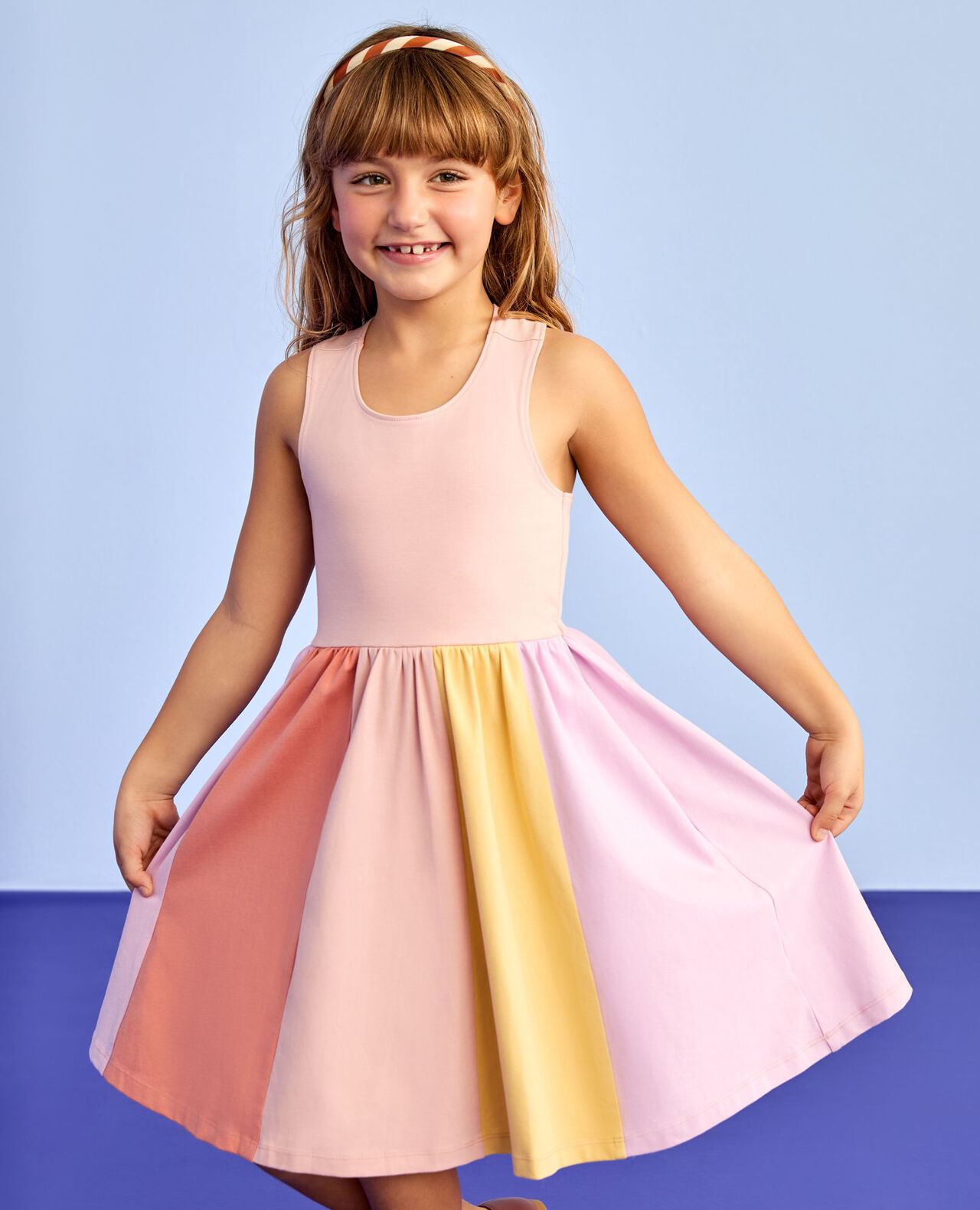 Rainbow Skirt Skater Dress with Pockets - Image 4