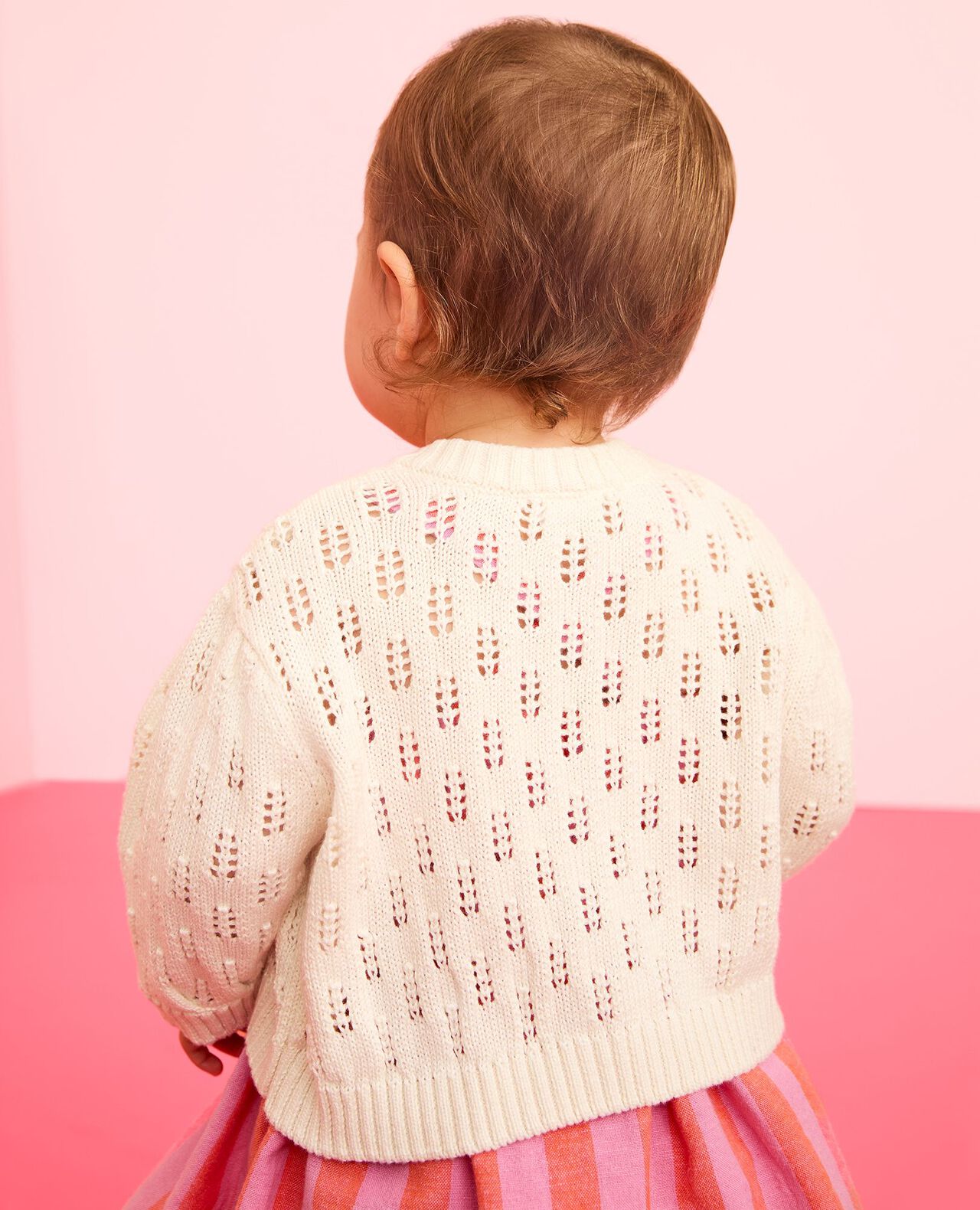 Baby Balloon Sleeve Pointelle Cardigan - Image 3