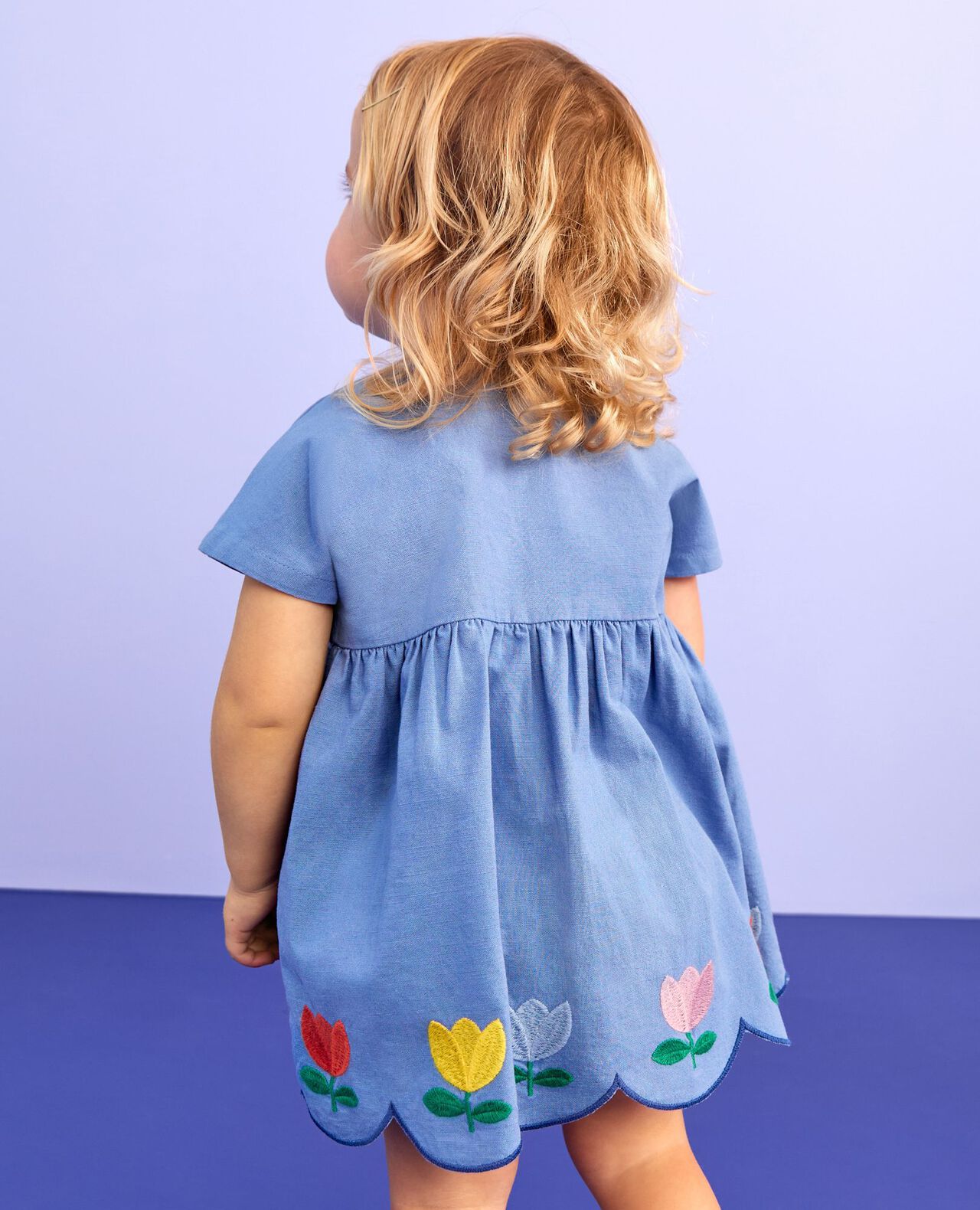 Baby Dolman Sleeve Linen Dress & Bloomers Set - Image 5
