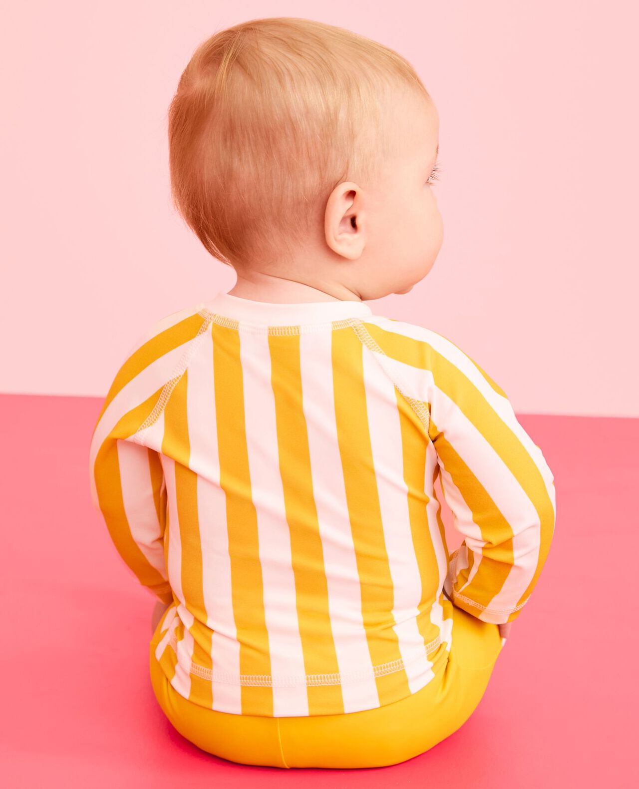 Baby Striped Rashguard & Swim Trunks Set - Image 3