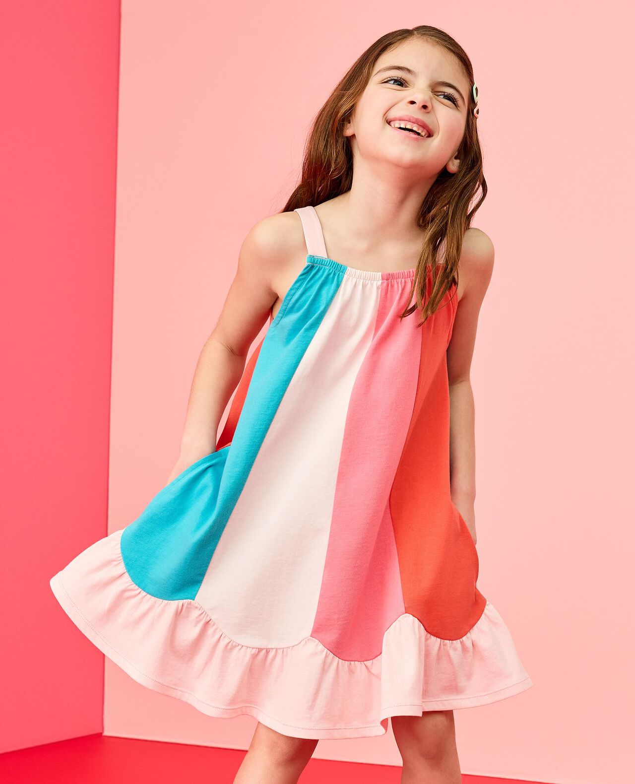 Sleeveless Colorblock Swing Dress with Pockets - Image 4