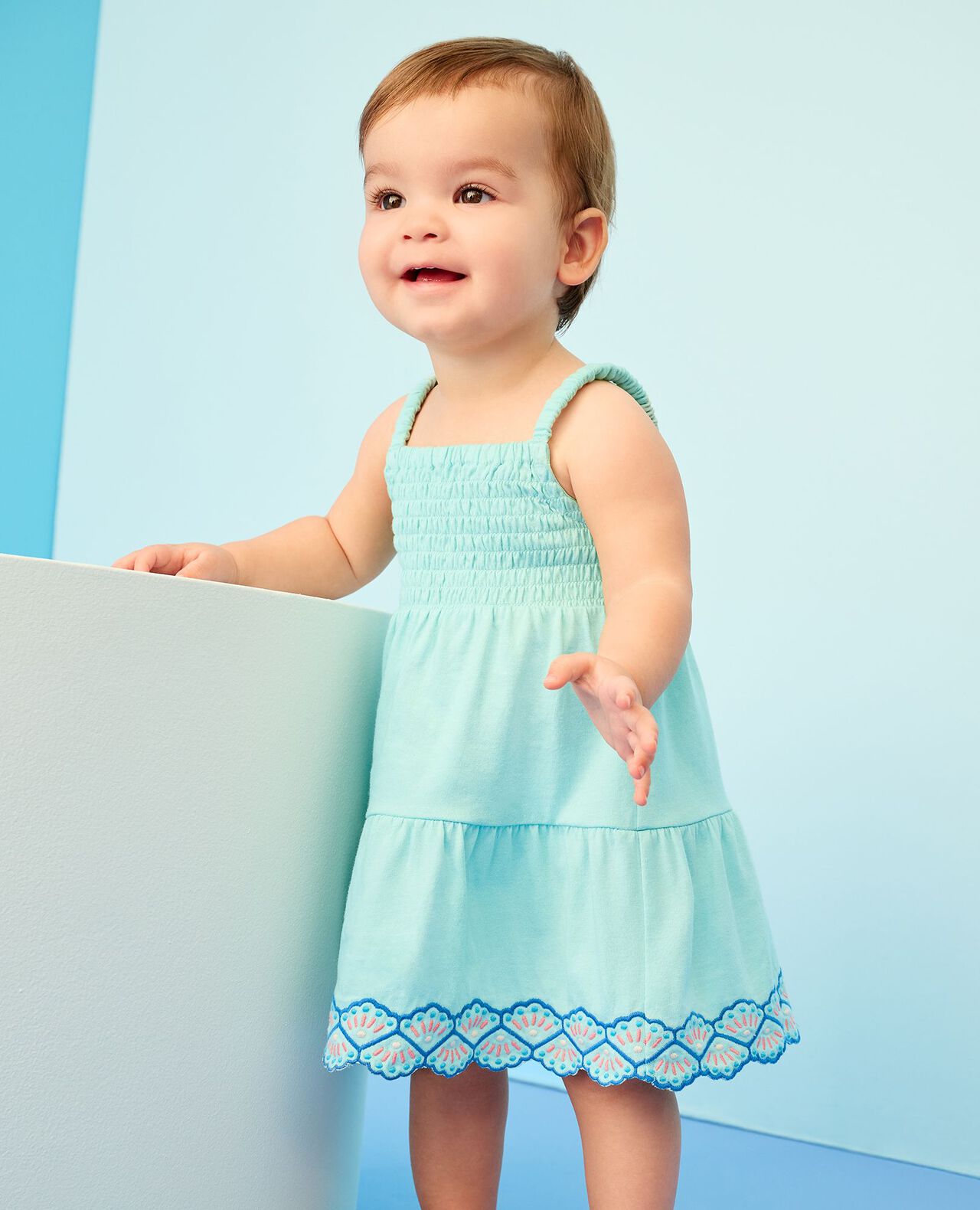 Baby Sleeveless Smocked Tiered Dress