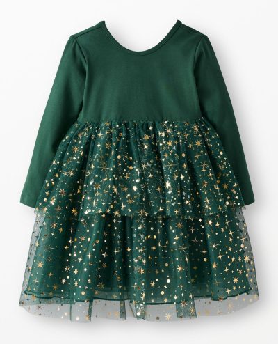 Long Sleeve Tulle Shimmer Dress